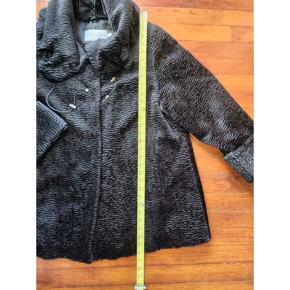 Vintage 80s/90s Betas Choice Black Velour Coat - Size Medium - Picture 4 of 9